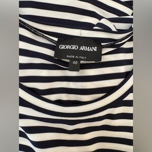 Giorgio Armani Navy White Striped Top Italy IT 42 Small Nautical Coastal Luxe